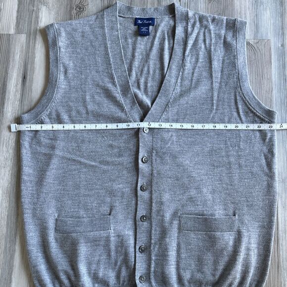 Paul Fredrick 100% Merino Wool Grey Button Down Sweater Vest With Pockets Size L - Picture 5 of 8